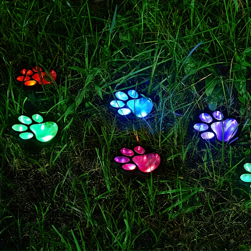 4 Piezas de Luces Solares para Exteriores, 2025 Nuevas Luces de Patas de Animales con Energía Solar, Decoración Creativa para Jardín, Luces de Pata de Gato/Cachorro, Ideales para Senderos, Césped y Adornos al Aire Libre