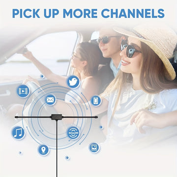 Antena Dipolar Universal para Estéreo de Coche AM FM, Antena Adhesiva Oculta para Radio AM FM en Vehículos Camión SUV con Cable de 3.05 Metros y Conector DIN (Macho)