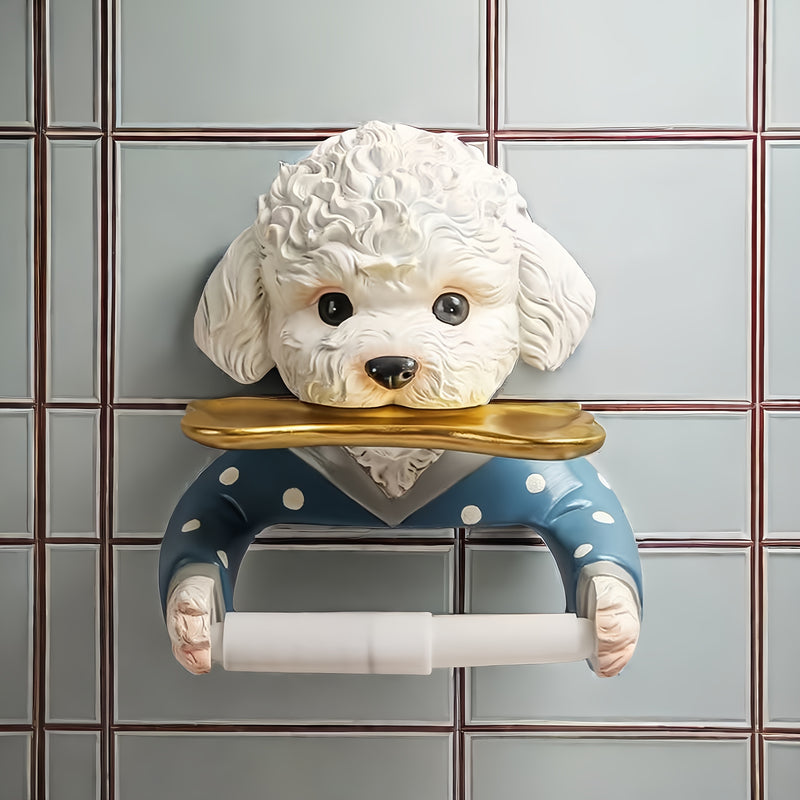 1pc Soporte para Papel Higiénico de Resina con Dibujos Animados - Autoadhesivo, Montaje en Pared sin Taladro para Organización de Baño