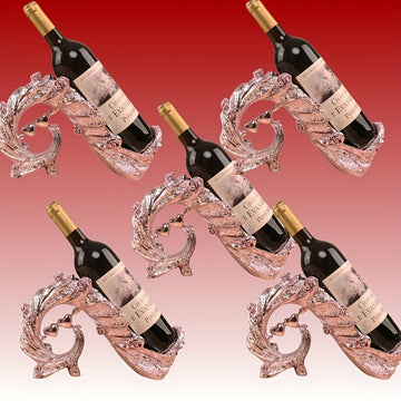 Elegante soporte de vino de pavos reales - Resina duradera, apilable, lujo ligero para decoración del hogar en el salón, comedor y armario de vino, exhibición de vino | Soporte de vino artístico | Soporte de vino duradero