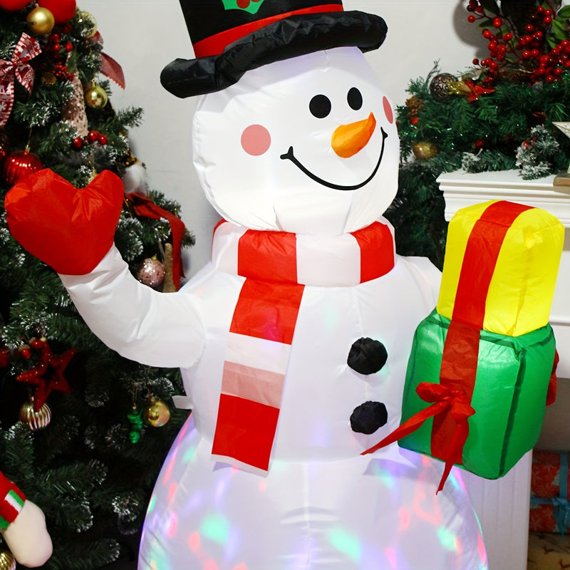 WAYDEKO Muñeco de nieve inflable navideño con ventilador integrado y estacas, iluminado, enchufable, 100-240V, decoración de tela para interiores/exteriores, decoración festiva para salón y fiestas, inflables navideños