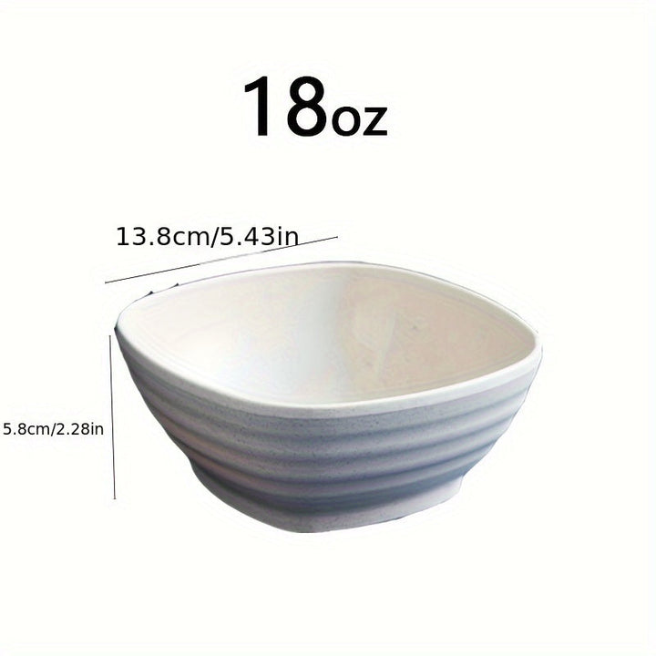 4 piezas, Cuenco de Cereales de Plástico Cuadrado, Cuenco para Snacks, Cuenco Reutilizable de Cocina, Apto para Microondas y Lavavajillas, Puede ser utilizado para Sopa, Cereales, Ramen, Caravana, Camping, Residencia Universitaria