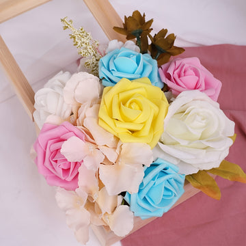 50 piezas de rosas artificiales LuxeCraft, flores falsas de poliuretano para ramo de novia DIY, arreglos florales para el hogar, ideales para decoración de Navidad, Halloween, Pascua, San Valentín - Sin contenedor incluido
