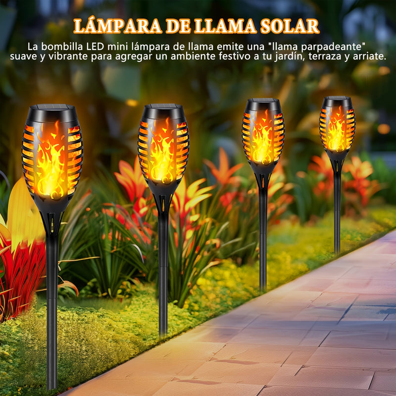 4/8/12 luces solares para jardín con efecto de llama parpadeante, plástico, carga solar, batería de níquel 600mAh, encendido/apagado automático, para césped, patio, acera y entrada