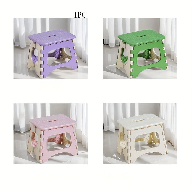 Silla plegable de plástico linda y pequeña, ideal para cambiar zapatos, asiento de sala de estar, reforzada, plegable, silla portátil, con fácil manejo para uso en interiores.