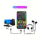 Kit portátil para podcast con cambiador de voz, 8 efectos de voz, ajuste de sonido, incluye micrófono de mano con cable, compatible con celulares y computadoras