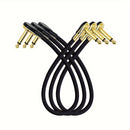 6pcs Cables de Parche de Guitarra de Alta Calidad con Cabeza Plana, 15cm & 30cm - Macho a Macho, Negros con Conectores Dorados, Ideales para Pedales de Efectos de Guitarra Eléctrica - Duraderos y Flexibles para Músicos, Accesorios de Guitarra