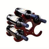 Elegante estante de vino rojo - Madera sólida, soporte creativo de botellas con detalles metálicos, perfecto para decoración de sala de estar, soporte de exhibición de vino elegante, decoración de vino.