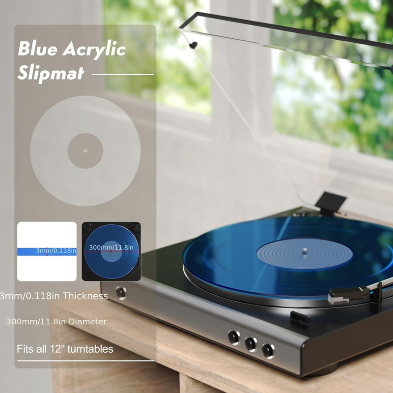 Tapete Giratorio de Acrílico Greenlit - Alfombrilla Antiestática Transparente para Vinilos con Mejora en Calidad de Sonido, Bajos Más Definidos y Fuertes, Actualización Estética Moderna para Coleccionistas de Vinilos, Accesorio de Audio Elegante, Equipo