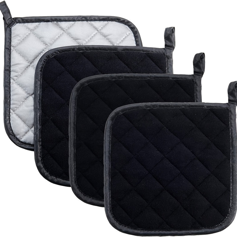 Conjunto de 4 rejillas para ollas de cocina, resistentes al calor, almohadillas calientes, trípode para cocinar y hornear en negro.