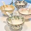 4 tazones de cerámica con diseños florales: ideales para pasta, ensalada, postre, sopa, frutas, entradas y fondue, resistentes al lavavajillas, horno y microondas