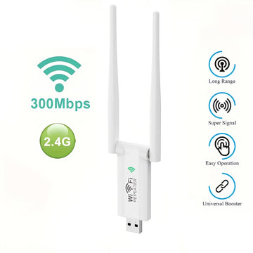 Repetidor Wi-Fi USB: Amplía la señal de tu red con una velocidad de 300 Mbps - Plug and Play