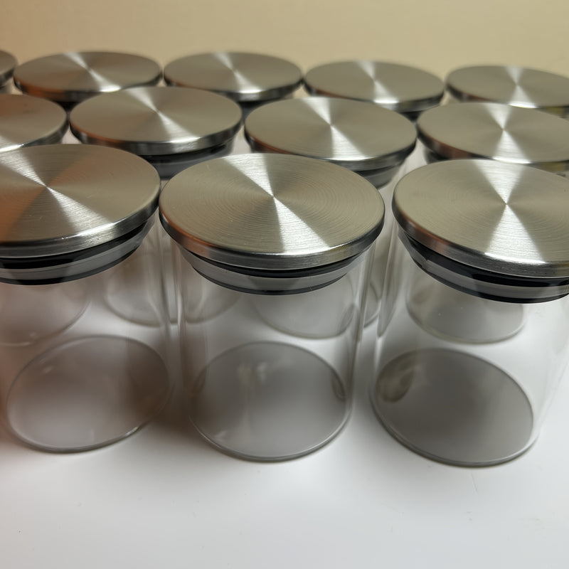 12-Pack 200ml Frascos de Almacenamiento de Vidrio de Alta Borosilicato con Tapas de Tapa Abatible, Lavado a Mano, Reutilizables, Contenedores Redondos Multiusos para Despensa de Cocina, No Se Necesita Electricidad