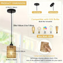 1 lámpara colgante de estilo bohemio - Sombrilla de mimbre tejido a mano, lámpara colgante ajustable de estilo granjero con enchufe E27, ideal para decoración de islas de cocina, comedor, sala de estar, bar y dormitorio, acabado metálico moderno, no incl
