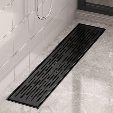 1 desagüe rectangular lineal para baño y ducha, grueso y resistente, con recolector de cabello, material resistente a olores, fácil de limpiar, acabado metálico elegante, construcción duradera