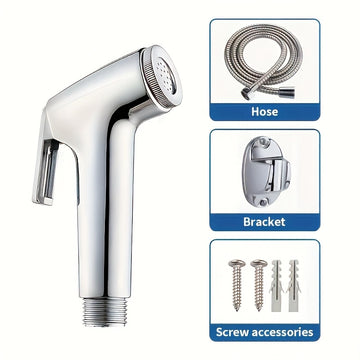 Kit de ducha portátil de alta presión para 30 hogares | Pistola de limpieza de baño y inodoro con manguera y soporte de pared | Boquilla de limpieza automática para ducha, mascotas y pañales | Potente chorro para el cuidado del baño de mujeres | Diseño d