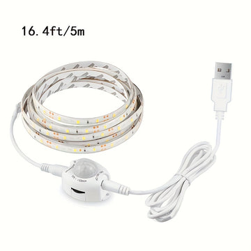 Tira de luces LED con sensor de movimiento AMILL, alimentada por USB - brillo ajustable, sensor infrarrojo, incluye cinta adhesiva de doble cara, ideal para cocina, gabinetes de oficina, armarios y escaleras, luz con sensor de movimiento para interiores,
