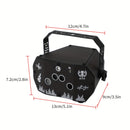 Proyector de luz de escenario mini de hierro negro con patrones dinámicos rojos y verdes, alimentado por USB con sensor de infrarrojos, batería de botón no recargable, ideal para KTV, DJ, decoración de fiestas, compatible con Halloween, Acción de Gracias