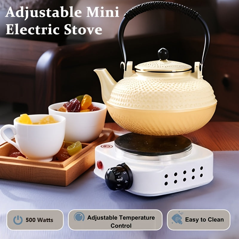 Estufa pequeña blanca de alta potencia 500W, ideal para hervir agua, hacer té y preparar café. Perfecta para el hogar, la oficina o viajes. Un regalo navideño ideal