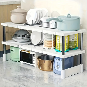 Organizador Ajustable para Debajo del Fregadero AYQW - Estante de Acero Inoxidable Multinivel Ahorrador de Espacio para Armarios de Cocina y Baño, Diseño Duradero sin Madera, Instalación Fácil