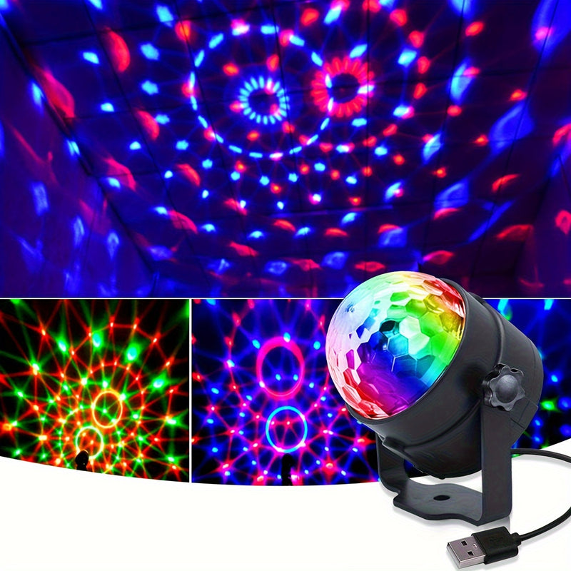 Esfera de discoteca RGB activada por sonido, ideal para fiestas, bares, karaoke y bodas, alimentada por USB con 7 modos (sin control remoto), anima las fiestas, fiestas en casa