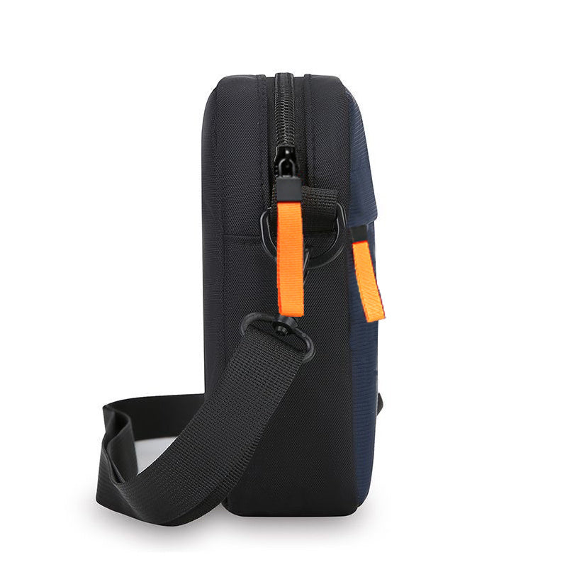 Bolso cuadrado neutro, textura sencilla, bolso de tela Oxford ligero, bolso de hombro único, bolso cruzado con cremallera multicapa para hombres [dirección aleatoria del tirón]