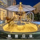 1pc 298.7cm 280 LED Luz de cascada de estrella de cinco puntas, luz solar para acampar al aire libre, 8 modos de luz de cuerda para exteriores, utilizada para decorar la ventana del jardín, cortina de decoración del patio, árbol de Navidad, fiesta en cas