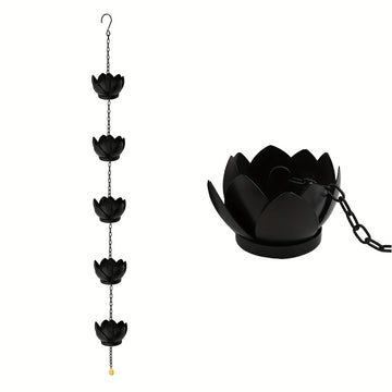 1pc Cadena de Lluvia Extra Larga de 51.2 Pulgadas - Elegante para Canaletas y Desagües, Decoración Exterior con Diseño Intrincado en Hojas, Material Resistente al Clima - Fácil Instalación con Eslabones, Ideal para Jardín y Patio