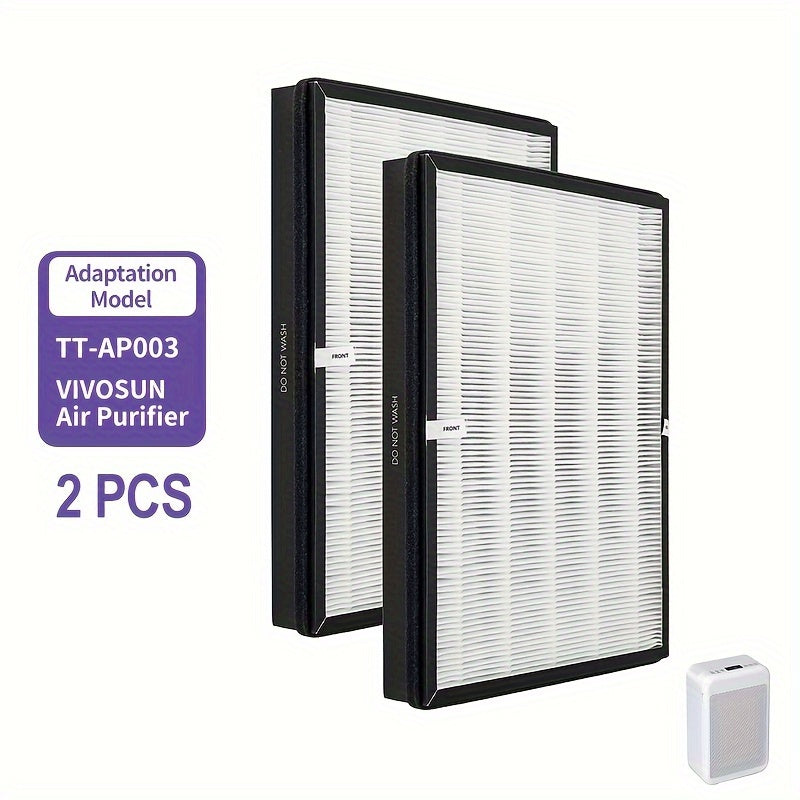 2 Unidades, Filtro De Repuesto True HEPA TT-AP003 Compatible Con Los Purificadores De Aire TaoTronics TT-AP003 Y VIVOSUN 5-en-1, Filtración De 3 Etapas H13 Con Carbón Activado Para Limpiar El Polvo Y Los COV, Paquete De 2