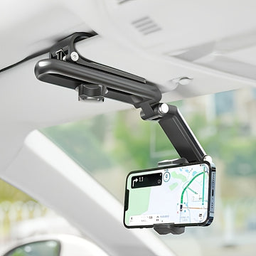 Soporte para Teléfono Móvil en Visera de Coche, Rotación de 360 Grados, Material ABS, Adecuado para el Tablero, Soporte para Teléfono Móvil Impermeable con Función de Rotación