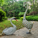 1pc Estatuas de Cisne Solar con Pátina, Decoración de Jardín en Metal para Patos y Garzas, Esculturas de Aves para Exterior, Adorno de Fiestas, Decoración para Hogar, Oficinas o Temáticas Navideñas