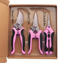 Juego de 3 Tijeras de Podar Rosa - Cuchillas de Acero Inoxidable para Cortar Flores/Frutas/Vainilla, Tijeras de Jardín Portátiles en Estuche (Regalo Ideal para Jardineros)