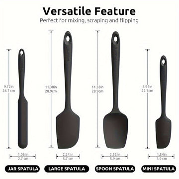 Juego de 4 espátulas de silicona resistentes al calor: U-Taste 600ºF de alta temperatura sin costuras, sin BPA, de grado alimenticio, flexibles, de goma, de silicona, para cocina, mezclas, horneado, raspador para utensilios de cocina antiadherentes, jueg