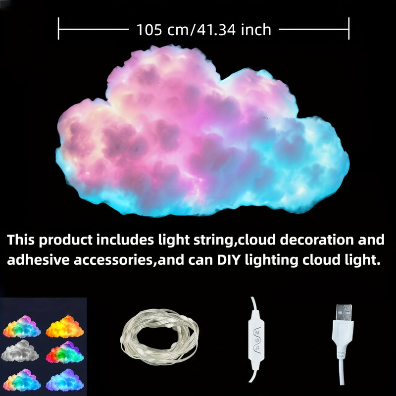 Luz LED mágica 3D AJK con nube eléctrica - Luz de pared RGB multicolor con alimentación USB, colores ajustables, diseño fantástico geométrico para salas de juego, Navidad, Halloween, fiestas de DJ, clubes, iluminación temática, acabado pulido.