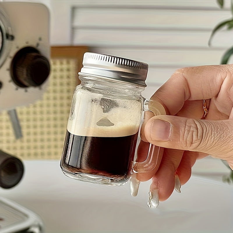 10/15/20 piezas, 40 ml/3,5 oz, botella de dispensación de líquido de café sellada con asa, taza de extracción de líquido concentrado, mini frasco sellado, frasco de vidrio pequeño es fácil de llevar y multiusos.