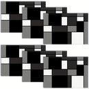 Juego de 2 a 6 piezas, individuales de poliéster en negro, blanco y gris, diseño geométrico, lavable a máquina, rectangular, ideal para comedor, bodas y decoración navideña
