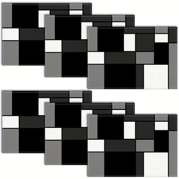 Juego de 2 a 6 piezas, individuales de poliéster en negro, blanco y gris, diseño geométrico, lavable a máquina, rectangular, ideal para comedor, bodas y decoración navideña