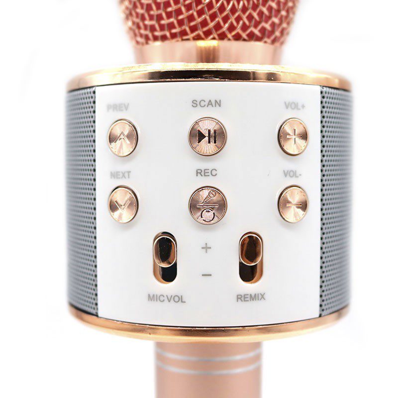 Micrófono Karaoke Bluetooth Parlantes Integrados para IOS y Android RF 858