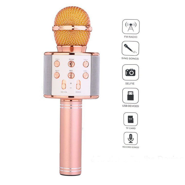 Micrófono Karaoke Bluetooth Parlantes Integrados para IOS y Android RF 858