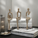 3 piezas de pensador de arenisca europea, exhibidor de colgantes, decoración de armario, figura abstracta, decoración avanzada de lujo, hogar, sala de estar, decoración de mesa.