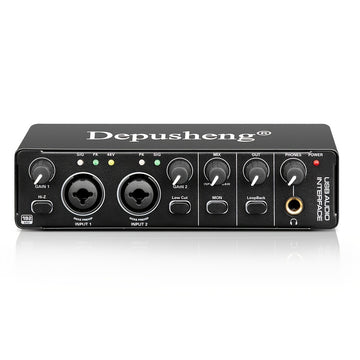 DEPUSHENG MD22 Interfaz de audio USB, 24 bits 192kHz, XLR con alimentación fantasma de 48V, baja latencia para grabación de música, transmisión, podcasting, compatible con PC/Win/Mac