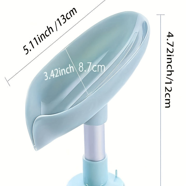 Porta Jabón con Ventosa Sin Taladro - Organizador Ovalado para Baño y Cocina con Compartimentos Dobles, Plato de Plástico Duradero Montado en la Pared para Higiene y Ahorro de Espacio