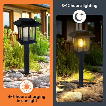 Juego de 2/6/12 luces solares para jardín, lámparas LED exteriores con energía solar, encendido automático al anochecer, diseño moderno en blanco cálido, para patio, camino, jardín, entrada