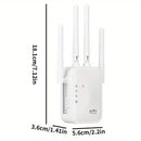 Amplificador de Señal Wifi, Refuerzo de Síntesis Wifi, Compatible con WIFI6, Equipado con un Puerto Ethernet, Con 4 Antenas para Cobertura de 360°, Alcanzando hasta 11,000 Pies Cuadrados, Adecuado para Más de 35 Dispositivos, Y se Puede Configurar con So