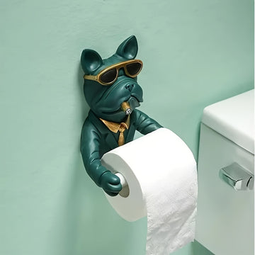 Soporte para papel higiénico de perro adorable, portarrollos creativo para baño, sin necesidad de taladrar, 1 unidad