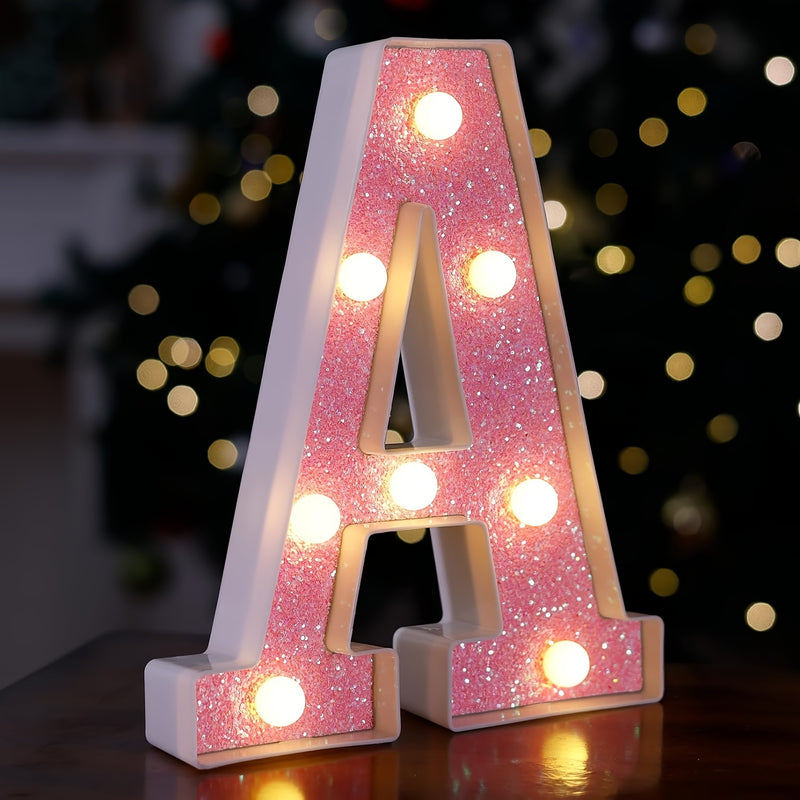 1pc Luces LED de letras, Alfabeto brillante y signo iluminado numérico, Regalo de luz nocturna para cumpleaños, boda, decoración de fiesta de Navidad