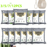 3/5/7/12 unidades de Bolsas de Carbón de Bambú para Eliminar Olores - Perfectas para Zapatos, Armarios, Coches, Baños, Despensas - Sin Necesidad de Electricidad