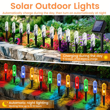 12 piezas de luces decorativas solares para jardín, luces LED azules/rojas/verdes/amarillas, ideales para exteriores, calles, jardines y paisajes, semi enterradas, decoración exterior, regalo perfecto para amigos y familia