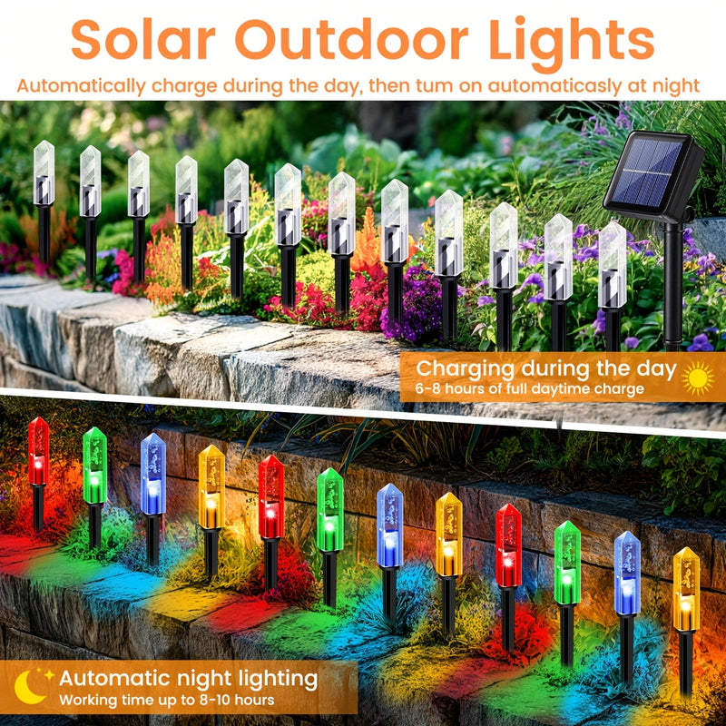 12 piezas de luces decorativas solares para jardín, luces LED azules/rojas/verdes/amarillas, ideales para exteriores, calles, jardines y paisajes, semi enterradas, decoración exterior, regalo perfecto para amigos y familia