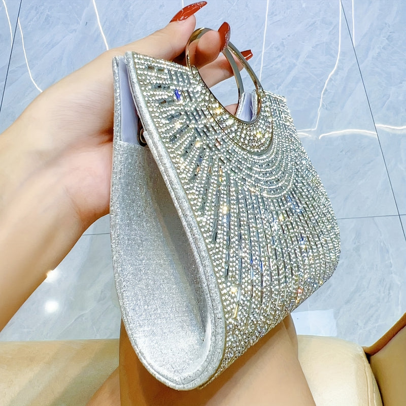 Clutch Brillante con Pedrería para Noches de Fiesta, Bolso de Hombro para Banquetes y Eventos de Fin de Semana, Bolsa de Cena para Mujer que Guarda Maquillaje Diario, Ideal como Regalo